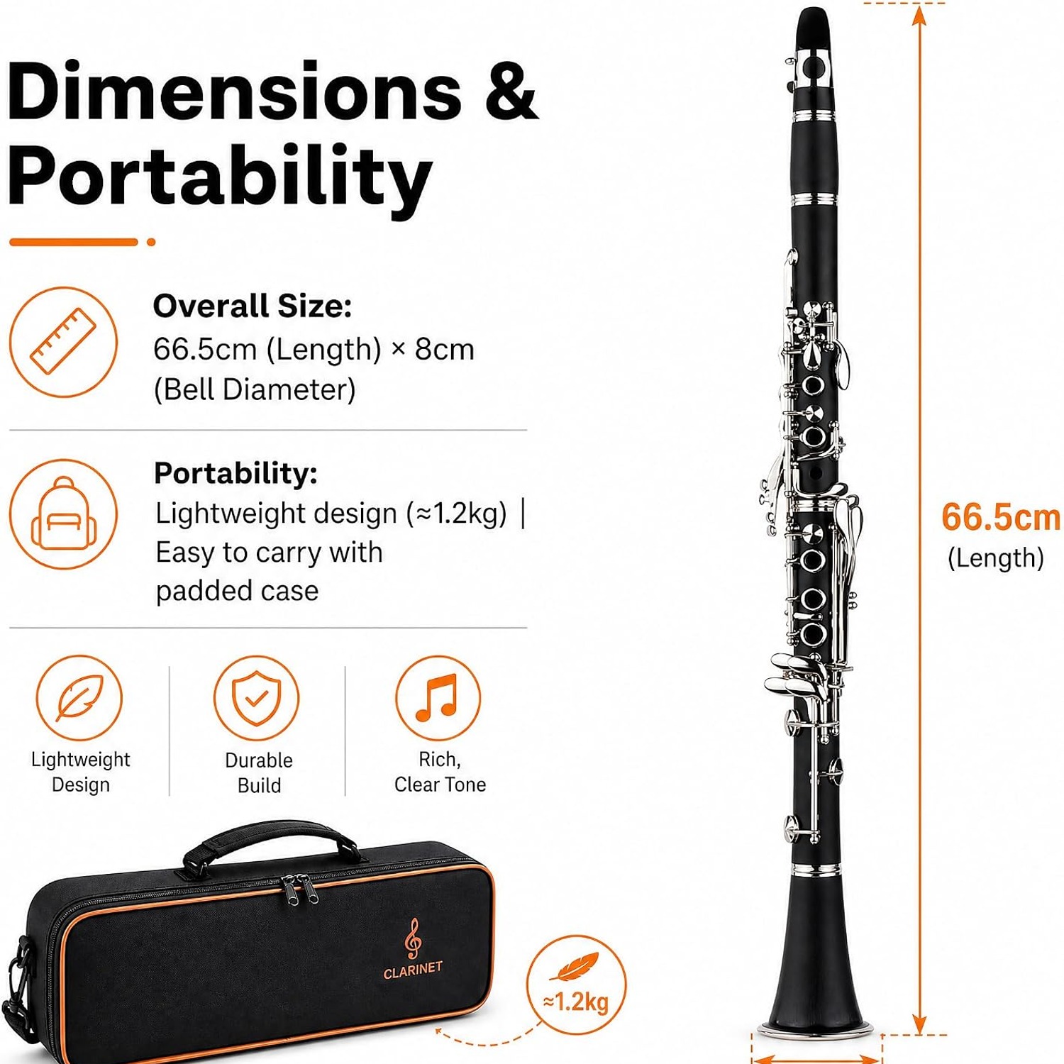 17-Key Bb Clarinet with Case and Starter Accessory Kit: image 6